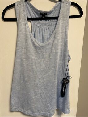 Tahari Light Blue Heathered Scoop Neck Tank Top